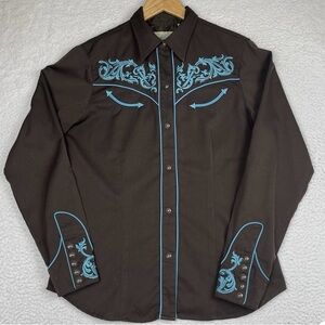 Vintage Roper Women’s Western Shirt Pearl Snap Brown Embroidery Size L pre-owned